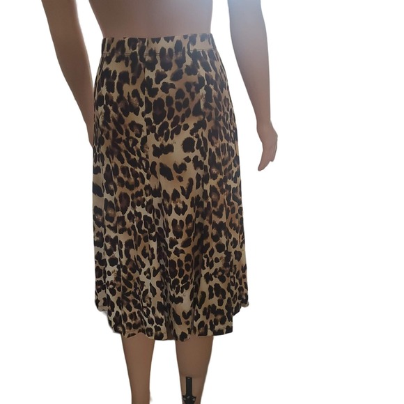 NEW Antthony Original Size 2X Leopard Print Pleated Stretch Midi Skirt - Picture 4 of 10